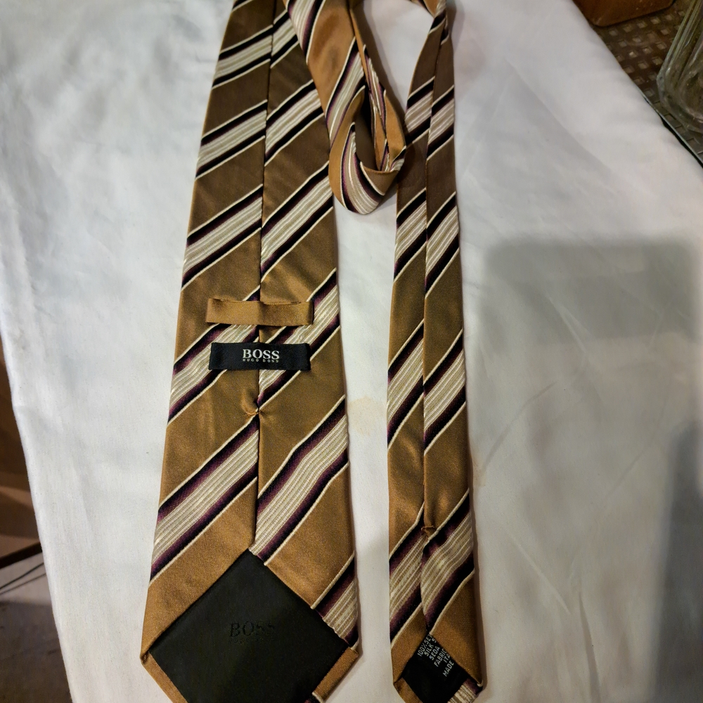 BOSS Brown Striped Tie